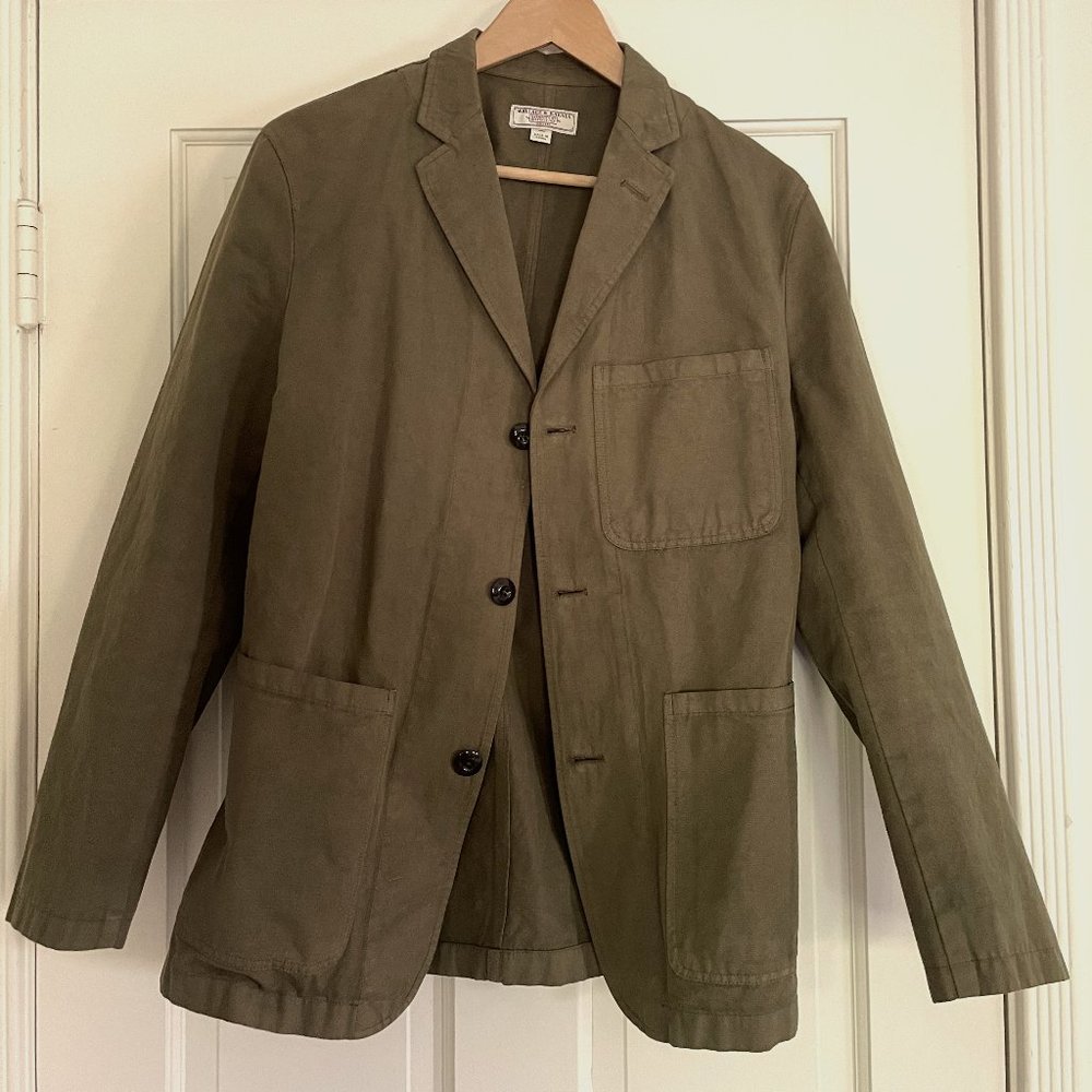 J.CREW Wallace & Barnes Cotton Ripstop Chore Blazer Olive Green Jacket 36S
